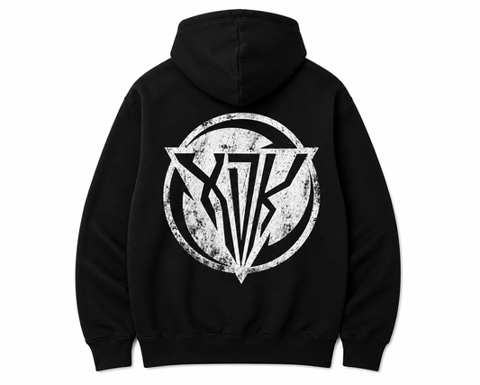 Distressed XDK Logo Black Hoodie - Adult