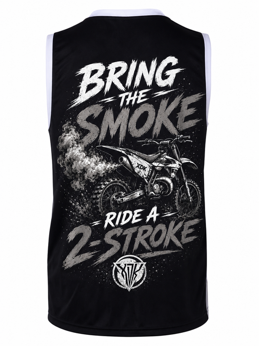 Bring the Smoke Ride a 2-Stroke Black Basketball Jersey - Adult