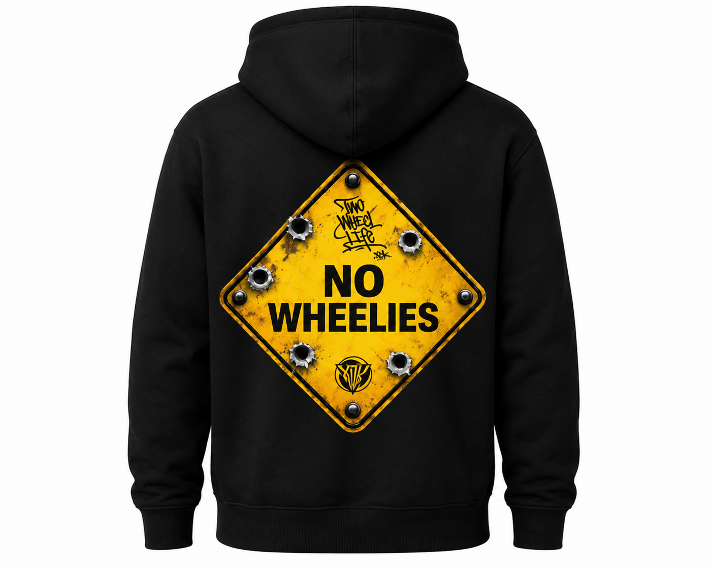 No Wheelies Black Hoodie - Youth