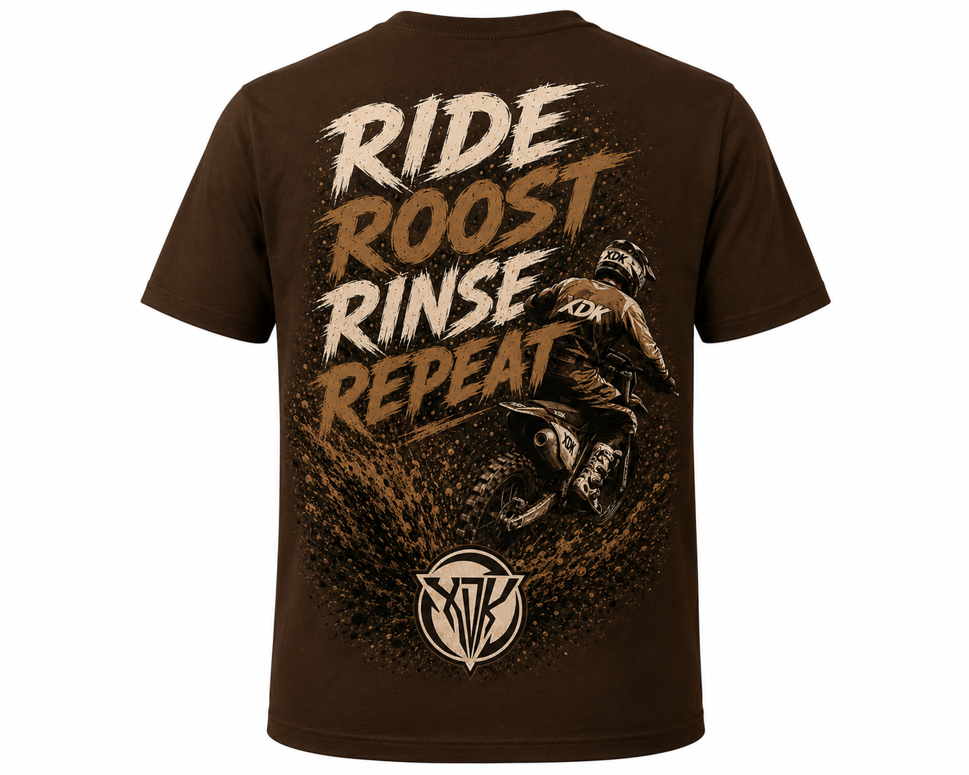Ride Roost Rinse Repeat Brown T-Shirt - Youth