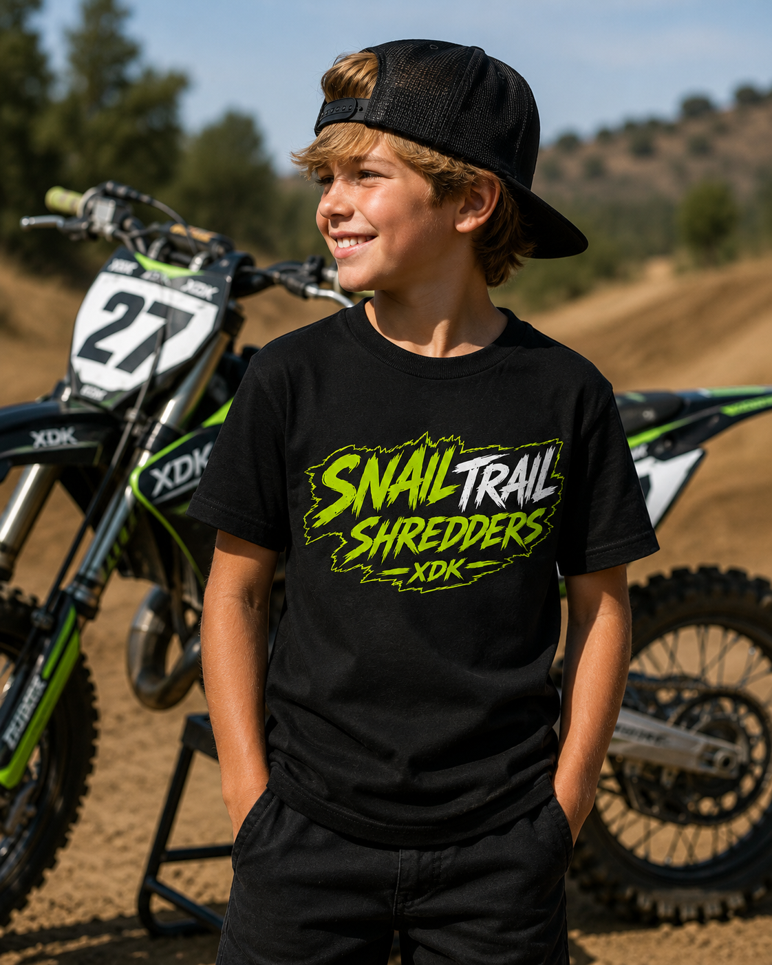 Snail Trail Shredders Black T-Shirt - Youth