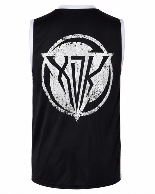Distressed XDK Logo Black Basketball Jersey - Adult